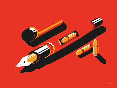 KNOWLEDGE IS POWER art artwork color palette colorful digital digitalillustration graphic graphic illustration illustration illustrator knowledge minimalism pen red retro simple illustration vectorillustration weapon