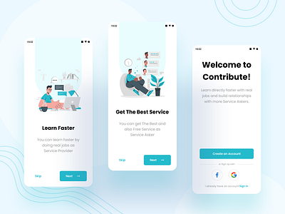 Contribute - Onboard clean design job modern onboard professional screen sign in sign up splash step ui ux welcome