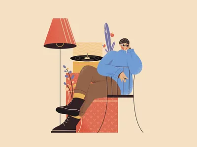 The girl and vinyl 2d animation 2d animator aftereffects animated gif animation creative girl illustration loop animation motion motion design motion graphics path vinyl