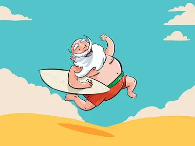Santa going to beach! 2d art draw illustration illustrator paperbywetransfer