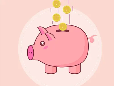 Piggy bank flat flat illustration illustration kawaii piggy bank vector
