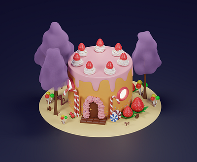 Cake House 3d art 3d modeling blender blender3d