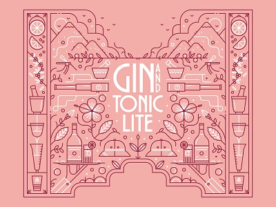 Pretty in Pink adobe drink drinklabel flower gin illustration illustrator label labeldesign lemon lifework mockup muti packagedesign packaging pink spice tonic vector