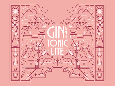 Pretty in Pink adobe drink drinklabel flower gin illustration illustrator label labeldesign lemon lifework mockup muti packagedesign packaging pink spice tonic vector