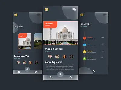 Travel Trip App Design app design attractive home page branding clean design flat hero ending page hero image illustration mobile ui