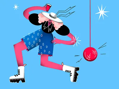 Party dance design entertainment fun girl grain texture illustration party youth