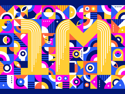 1 million views! 🏀 abstract branding bright bull design flat followers geometry gradients identity illustration logo million minimal parrot pattern social media stickers vivid web design