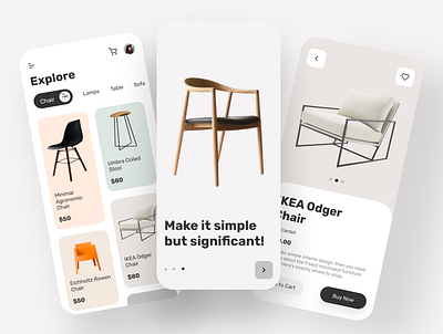 Furniture Ordering Application app design ui ux