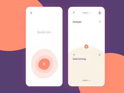 Translation app UI design. 3d animation branding graphic design logo motion graphics ui ux