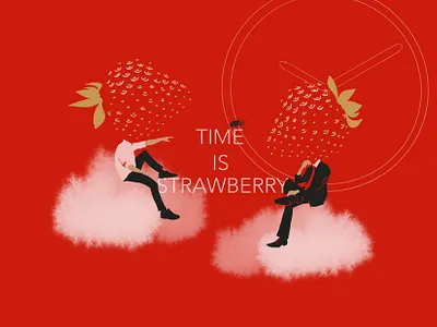 Strawberry business design drawing fly illustration men procreate strawberry summer