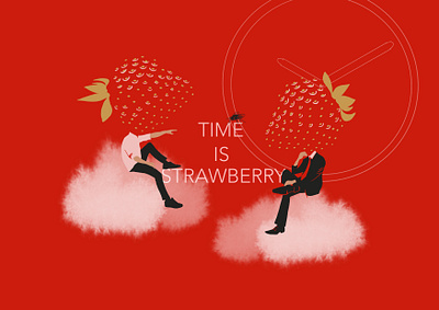 Strawberry business design drawing fly illustration men procreate strawberry summer