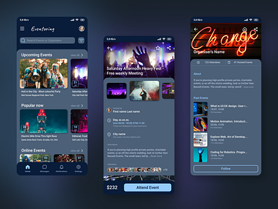 Event App Concept app dark mode design ui ux