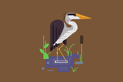 Heron 3d animal animation bird branding design esports graphic design heron illustration logo logotype mascot logo motion graphics vector
