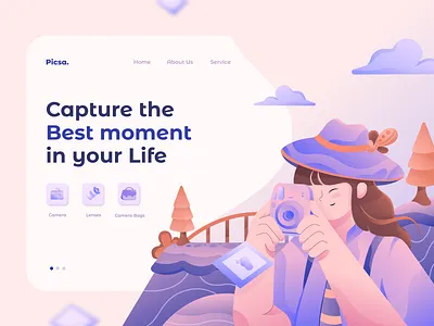 Picsa Landing Page banner design graphic design header hero illustration landing page