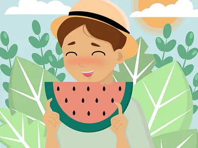 Летнее настроение animation branding design graphic design illustration logo motion graphics typography ux vector web арбуз летнеенастроение лето растения