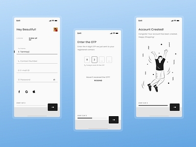 Minimal Monochrome Signup UI Design app clean design graphic design illustration minimal typography ui ux