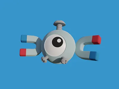 Magnemite 3d art artist blender branding concept creative cute design game gaming graphic design illustration logo low poly magnemite photoshop pokemon