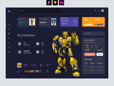 Gaming Dashboard Dark UI admin admin panel admin theme admin ui dark dashboard dark mode dark theme dark ui dashboad dashboard dashboard ui gaming interface modern ui night mode uiux user dashboard