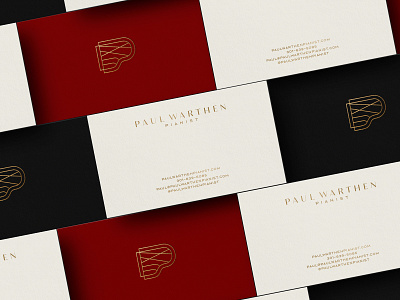 Pianist Paul Warthen Business Cards brand branding business card business card design business cards collateral design design foil foil stamping gold foil graphic design identity logo logo design music musician p pianist piano print