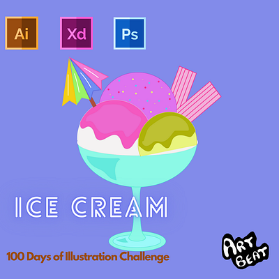 Day-6-Food Illustration-Ice Cream branding design flat graphic design illustration logo typography ui ux vector