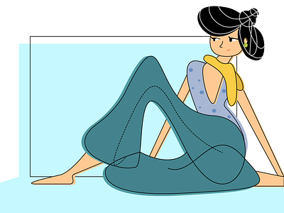 Korean Chica asian characterdesign illustration korean minimal pose relax shozda throwback womanofcolor