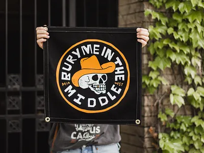 Midwest Pennant badge badge design circle cowboy design handmadetype hat ill illustration middle midwest patch pennant skull