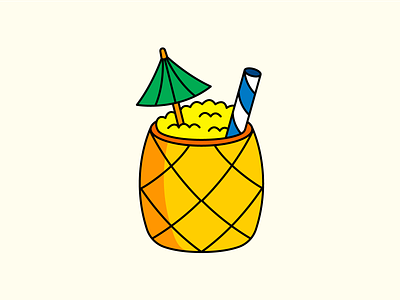 Piña Colada alcohol art branding design drink flat fruit graphic design icon illustration line logo pineapple sticker stickers straw summer texture umbrella vector