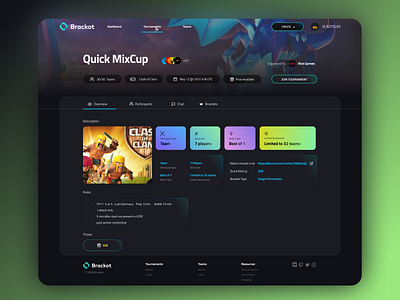 Gaming Tournament Platform concept cyber design gaming high fidelity mock platform tournaments web website