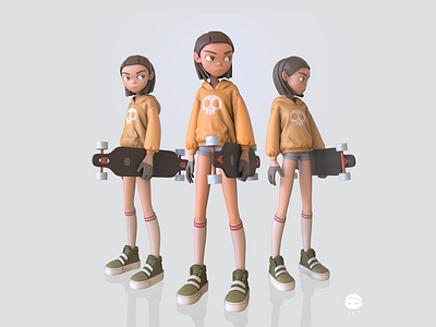 Shimuko 3dprinting arttoy character character design designertoy girl longboard longboardgirl shimuko shimur vinyltoy zbrush