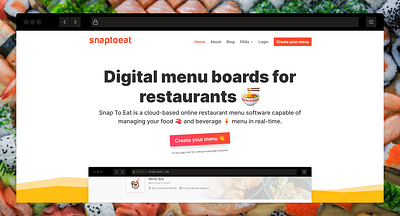 Snap To Eat App food landing page saas simple typography white