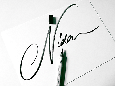Nida brushlettering calligraphy custom flow lettering lithuania logo nida personal premium process sketch surf traveling type unique waves