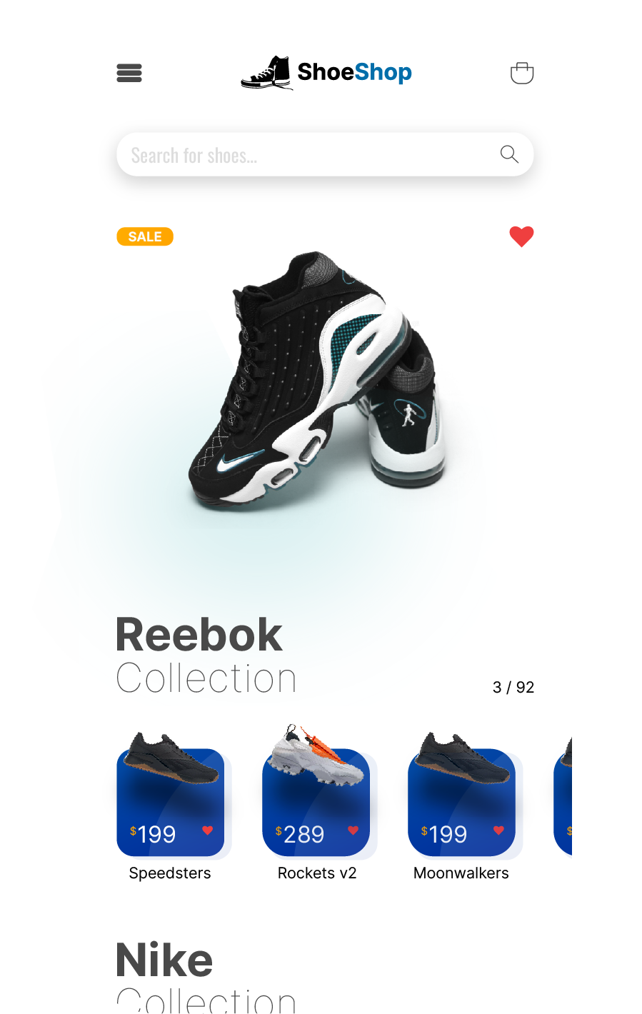 E-commerce app index page