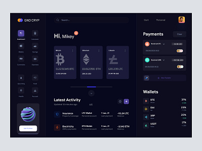 Cryptocurrency Dashboard UI - Dark Mode admin admin panel admin theme admin ui crypto crypto app dahsboard dark mode dark theme dark ui dashboad dashboard dashbroad interface night mode uiux user dahsboard website