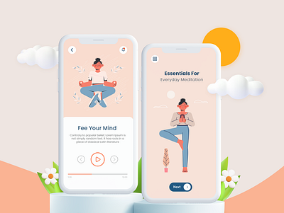 Yoga app design illustration ui ux