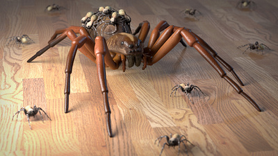 Wolfspider 3d 3d model animal ar cgi creature game low poly low poly model modeling realistic spider unity