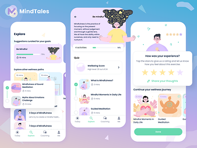 MindTales – Mental Wellness App agency app design agency figma healthcare mental healthcare mental wellness app mobile app software development software development agency ui ux uxui