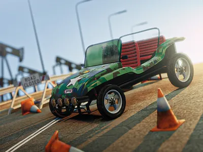 19-2000 3d blender buggy gorillaz graphic design