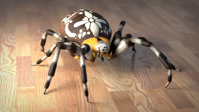 Kruisspin 3d 3d animal animal animation crosspider design illustration low poly low poly creature spider unity