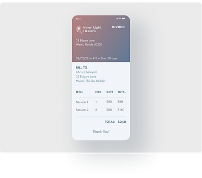 Invoice (Mobile) dailyui graphic design healing invoice life coaching mobile mobile design ui ui ux ui design uidesign uiux website