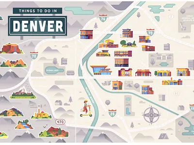 Things to do in Denver adventure color denver design food hearst hiking illustration interactive travel vector