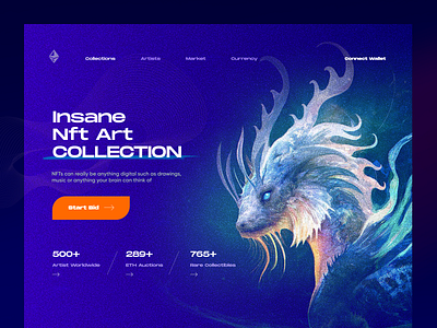 NFT Collection Landing Page 3d animation creative crypto illustration landing landing page landing page design minimal motion graphics nft nft art product design typography ui design web web design website website design