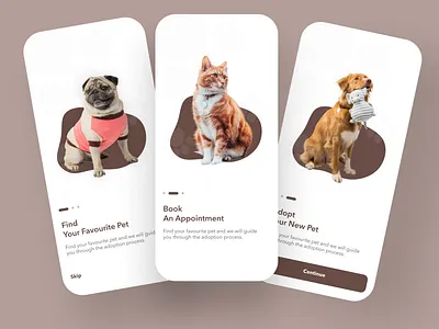Pet app onboarding app design ui ux web website