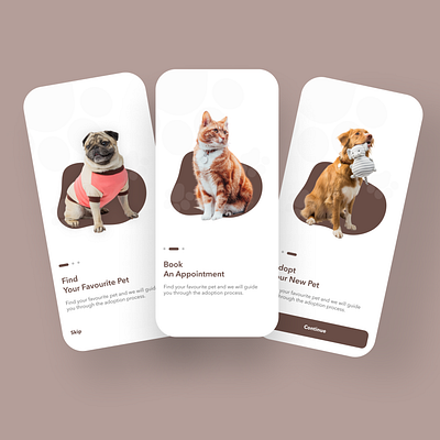 Pet app onboarding app design ui ux web website