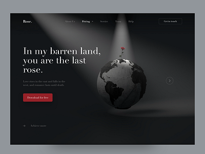 The Last Rose 3d 3d model dark mode earth interface rose ui uiux ux web website design