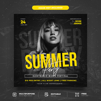 End of Summer Party Social Media Post Template