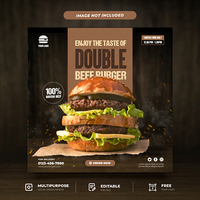 Tasty Burger Promotion Social Media Template fast food