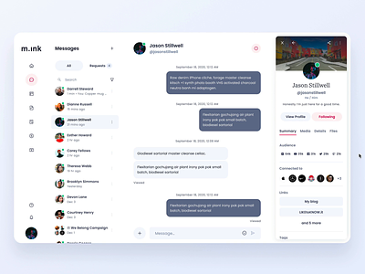 Invite friends to use Mink chat collaboration design interface invite minimal mink share social social media talk ui ux web