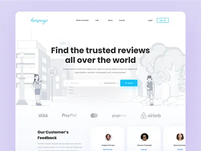 Reviews Site Landing Page Exploration character design illustration internet landing page ui vector web