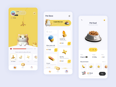 Digital Pet Concept 3d app c4d cat colour concept design digital figma game icon illustration interface ip pet store ue ui ux yellow