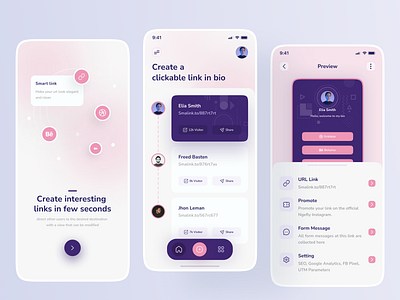 Smart Link - Mobile Apps apps biolinky design instagram interface link mobileapps ui uidesign uiux uxdesign